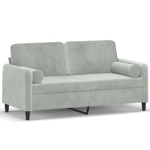 2-osobowa sofa z poduszkami, jasnoszara, 140 cm, aksamit na Arena.pl