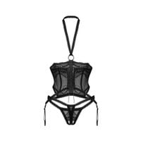gorset koronkowy alliane i stringi obsessive czarne s/m