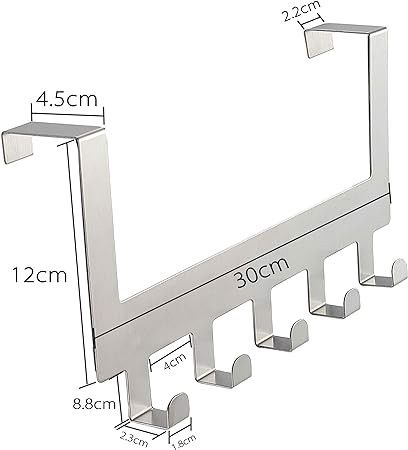 Wieszak na drzwi 5 haków stal nierdzewna srebrny na Arena.pl