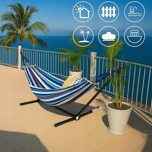 HAMAK OGRODOWY dwuosobowy XXL TURYSTYCZNY huśtawka WZMOCIONY DRĄŻEK 260x155 na Arena.pl