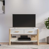 Szafka pod TV, biała, 82x38x45 cm, materiał drewnopochodny