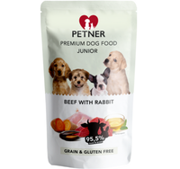 PETNER mokra karma psa JUNIOR WOŁOWINA KRÓLIK 95% mięso saszetka 500g