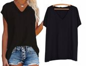 KLASYCZNY GŁADKI T-SHIRT KOSZULKA BLUZKA BAWEŁNA V dekolt M-XXXL T16