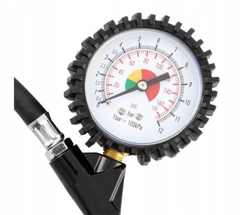 NEO PISTOLET DO POMPOWANIA KÓŁ Z MANOMETREM 0-12 BAR ZACZEP + WĘŻYK 14-714 na Arena.pl