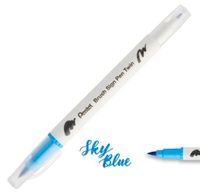DWUSTRONNY PISAK PĘDZELKOWY DO KALIGRAFII SKY BLUE PENTEL