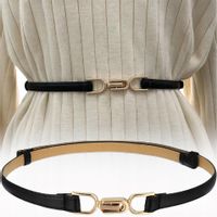 Damski Skórzany Pasek Regulowany Skóra Naturalna Złota Elegancki