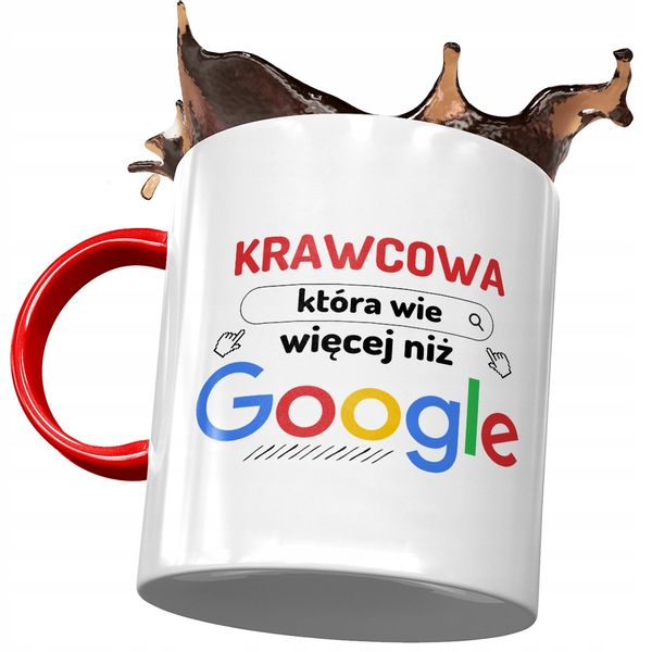 Kubek Czerwony Dla Krawcowej Wie Więcej Niż Google Z Nadrukiem Ze Zdjęciem zdjęcie 1