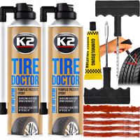 K2 TIRE DOKTOR 400ML x2 + ZESTAW NAPRAWCZY DO OPON DO NAPRAWY OPON KLEJ