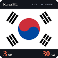 Karta eSIM Internet Korea Płd. 3 GB na 30 dni - bez rejestracji