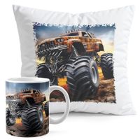 ZESTAW KUBEK + PODUSZKA DRUK - AUTO MONSTER TRUCK
