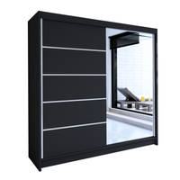 Szafa przesuwna Talin III z lustrem 180cm - pojemna garderoba - CZARNY