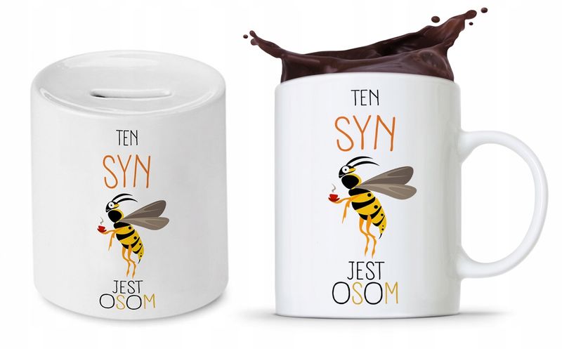 Zestaw Dla Syna Dziecka Prezent Kubek + Skarbonka Z Nadrukiem Ze Zdjęciem zdjęcie 1