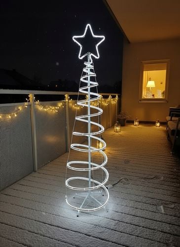 Choinka LED Neonowa Zimna Biel 120 cm Świąteczna Ozdoba Świecąca Zewnętrzna na Arena.pl