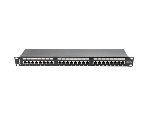 LANBERG Patch Panel 24 Port 1U Kat.5E czarny ekranowany na Arena.pl