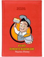 KALENDARZ A6 2026 TYGODNNIOWY planer z nadrukiem USŁUGI REMONTOWO BUDOWLANE