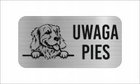GRAWER Tabliczka nierdzewna 20x10 cm UWAGA PIES Golden Retriever