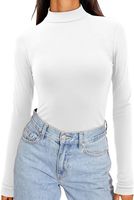 Biała Koszulka Damska z Golfem Długi Rękaw Dopasowana Elegancka XXL
