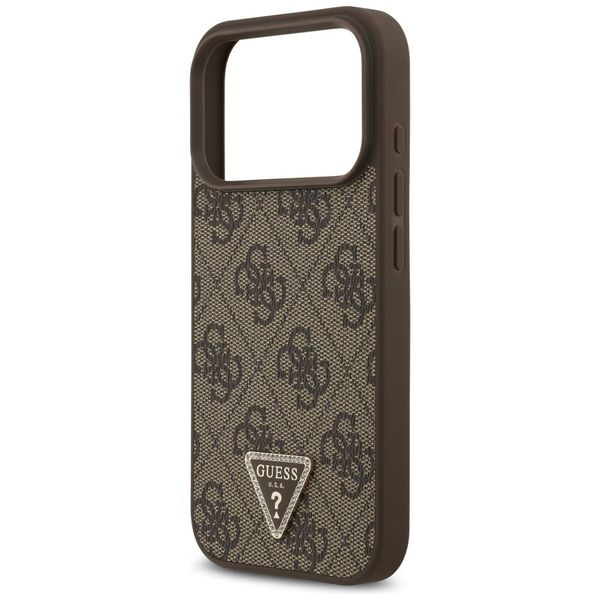 Etui Guess Leather 4G Triangle Strass MagSafe do iPhone 17 Pro brązowy zdjęcie 6
