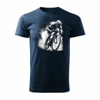 Koszulka z kolarzem kolarz kolarska dla rowerzysty z kolarką rowerem męska granatowa REGULAR L