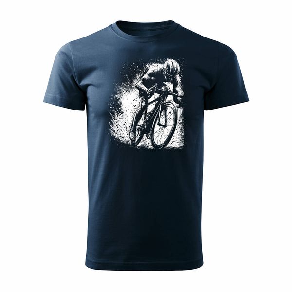 Koszulka z kolarzem kolarz kolarska dla rowerzysty z kolarką rowerem męska granatowa REGULAR S zdjęcie 1