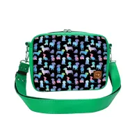 Torebka Kolorowa w Jamniki - Designerska Torebka Prostokątna Kolor ekoskóry - Zielony