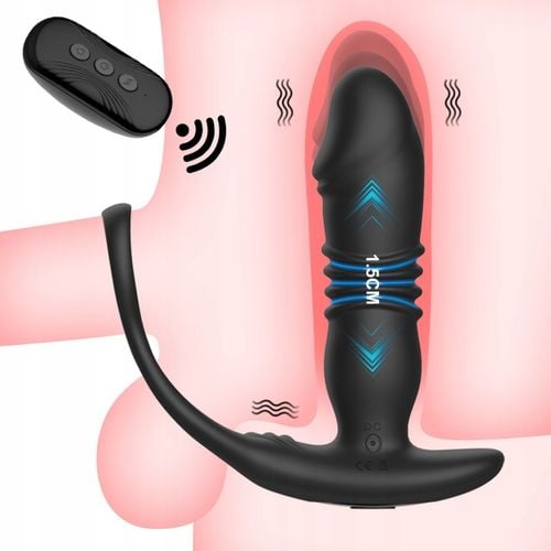 ZDALNIE STEROWANY MASAŻER PROSTATY POSUWISTY Z PILOTEM + RINGI JĄDRA PENIS na Arena.pl