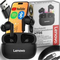 SŁUCHAWKI BEZPRZEWODOWE LENOVO HT05 BLUETOOTH Z POWERBANKIEM NOWY MODEL 5.1