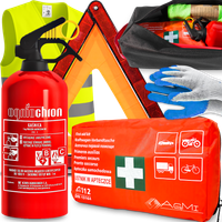 ZESTAW DO BAGAŻNIKA APTECZKA TRÓJKĄT GAŚNICA KAMIZELKA ORGANIZER RĘKAWICZKI