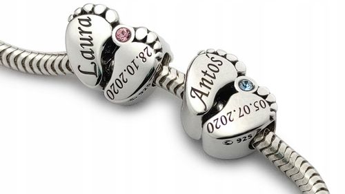 CHARMS srebro 925 koralik do bransoletek +GRAWER DANYCH prezent dla mamy na Arena.pl