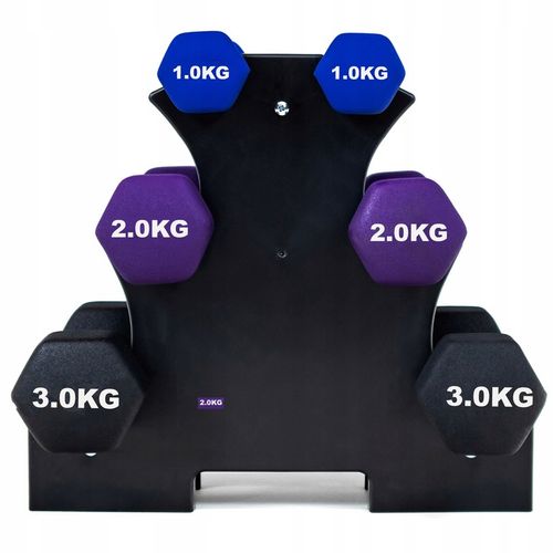 Zestaw hantli do ćwiczeń hantle hantelki ciężarki fitness stojak 1/2/3KG 12 na Arena.pl
