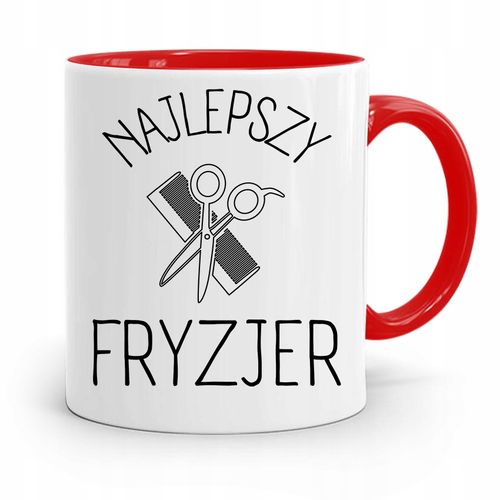 Kubek Czerwony Fryzjera Najlepszy Fryzjer Prezent Z Nadrukiem Ze Zdjęciem na Arena.pl
