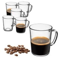 Komplet szklanek z uchem 410 ml 6 sztuk do serwowania kawy herbaty napojów