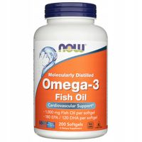 NOW Foods OMEGA-3 1000 mg Kwasy EPA DHA Serce Wzrok Molecularly Dist. 200k