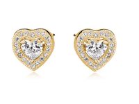Delikatne pozłacane srebrne kolczyki serca serduszka z cyrkoniami białe cyrkonie srebro 925 Z0760E_W