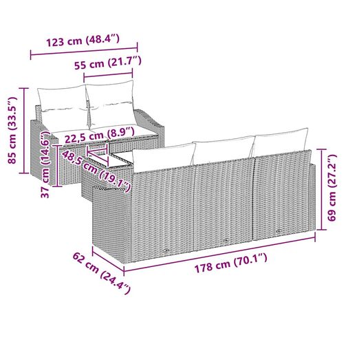 Zestaw Sof na Ogród 6 pcs Brązowy i Kremowy 55 x 55 x 37 cm na Arena.pl