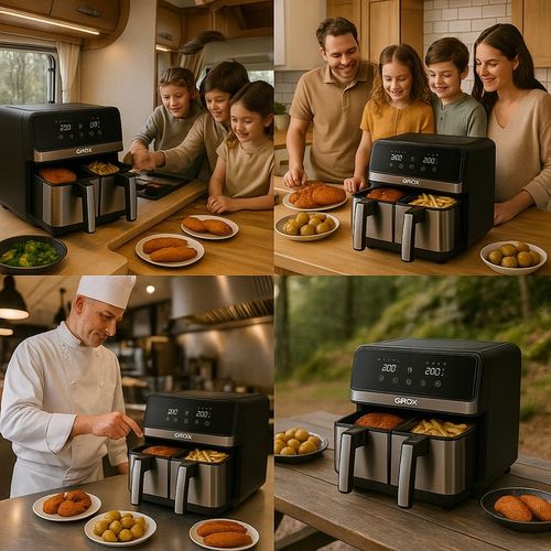 FRYTKOWNICA BEZTŁUSZCZOWA DWUKOMOROWA 9L AIR FRYER 2200W 10 PROGRAMÓW na Arena.pl
