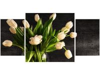 80X40CM OBRAZ BUKIET JASNYCH TULIPANÓW KWIATY TRÓJ OBRAZ