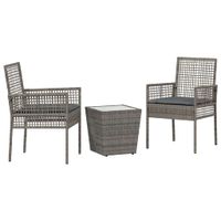 Zestaw Bistro Ogrodowego 3 pcs Szary Polirattan