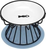 Podwyższona Miska Ceramiczna dla Kota ze Stojakiem i Matą Antypoślizgową