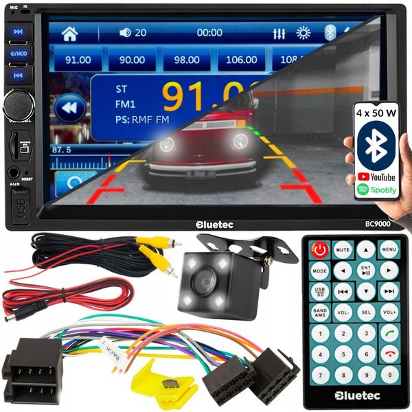 RADIO SAMOCHODOWE BLUETOOTH 2 DIN 7" RDS USB MICRO SD 4x50W KAMERA zdjęcie 1
