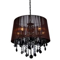 LAMPA wisząca MONA LP-5005/5P czarna Light Prestige abażurowa OPRAWA z kryształkami ZWIS glamour crystal czarny