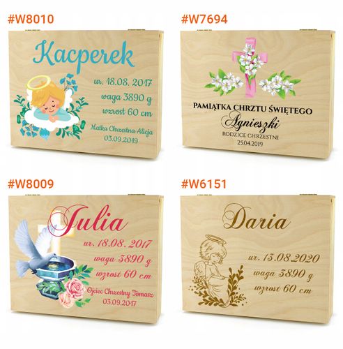 Pudełko wspomnień NADRUK prezent na chrzest pamiątka chrztu na Arena.pl
