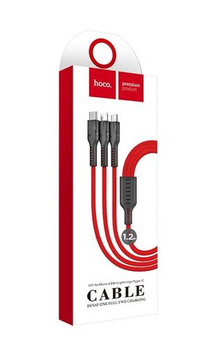 Hoco mocny kabel 3w1 micro USB + USB-C + lightning na Arena.pl