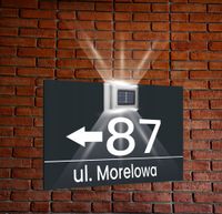 antracyt TABLICZKA ADRESOWA aluminiowa z lampką numer domu nadruk uv 40x30