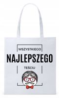 Dla Teścia Taty Prezent Torba Eco Biała Shopper Z Nadrukiem Ze Zdjęciem