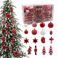 BOMBKI OZDOBY CHOINKOWE ZESTAW XL 50SZT NA CHOINKĘ NIETŁUKĄCE czerwone MIX