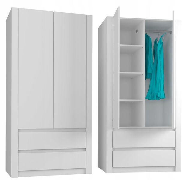 Szafa garderoba 90cm 2d 2sz biała B-20 zdjęcie 4
