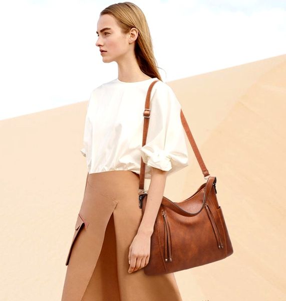 Damska Brązowa Torba Pojemna Torebka A4 Skórzana zdjęcie 13