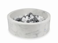 Suchy basen 90x30 marmur z piłeczkami 200szt (białe, szare, białe sweterkowe)