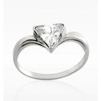 SPICZASTY PIERŚCIONEK Z TRÓJKĄTNĄ CYRKONIĄ ZE SREBRA PRÓBA SREBRA 925